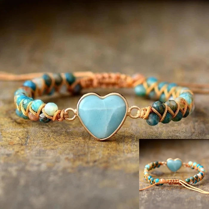 💙 Amazonitens Armband Hjärtberlock