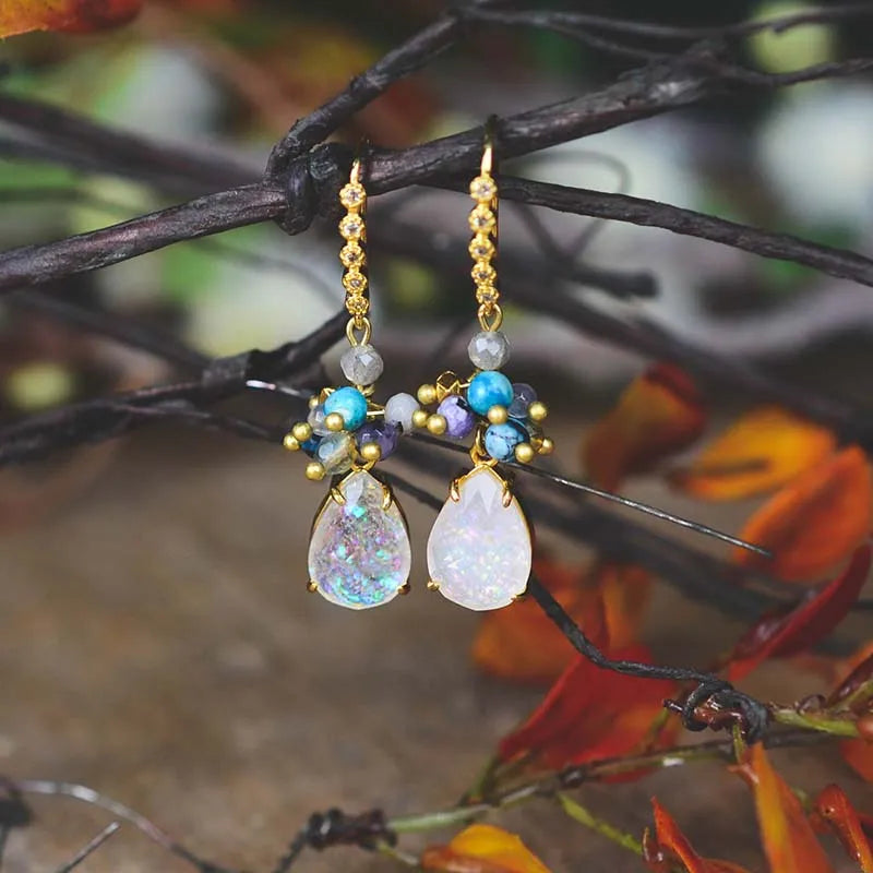 💎 Boho Dropp Opal Örhängen