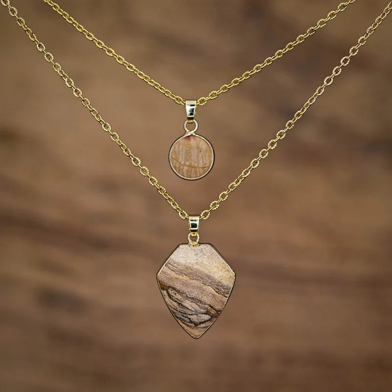 Sköld Bohemiskt Halsband Naturlig Sten