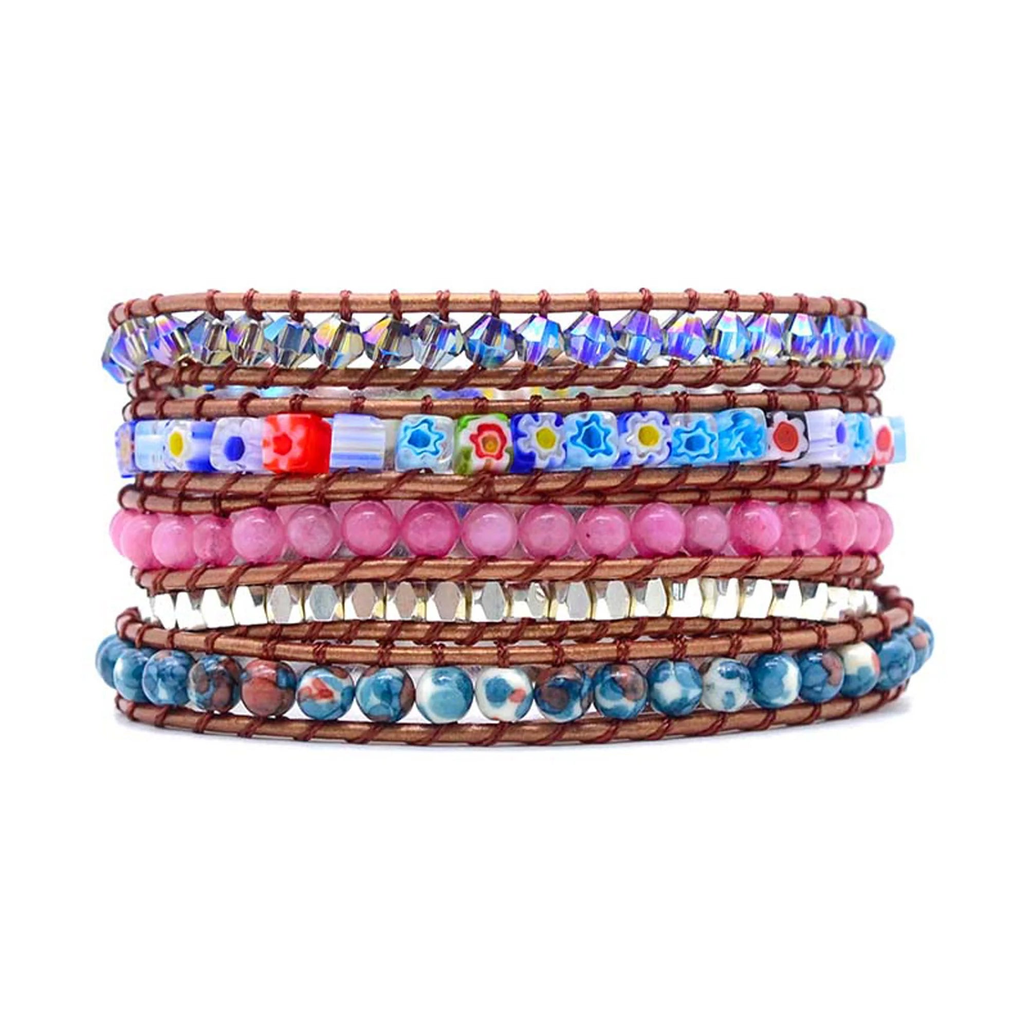 Kristall & Läder Bohemiskt Armband