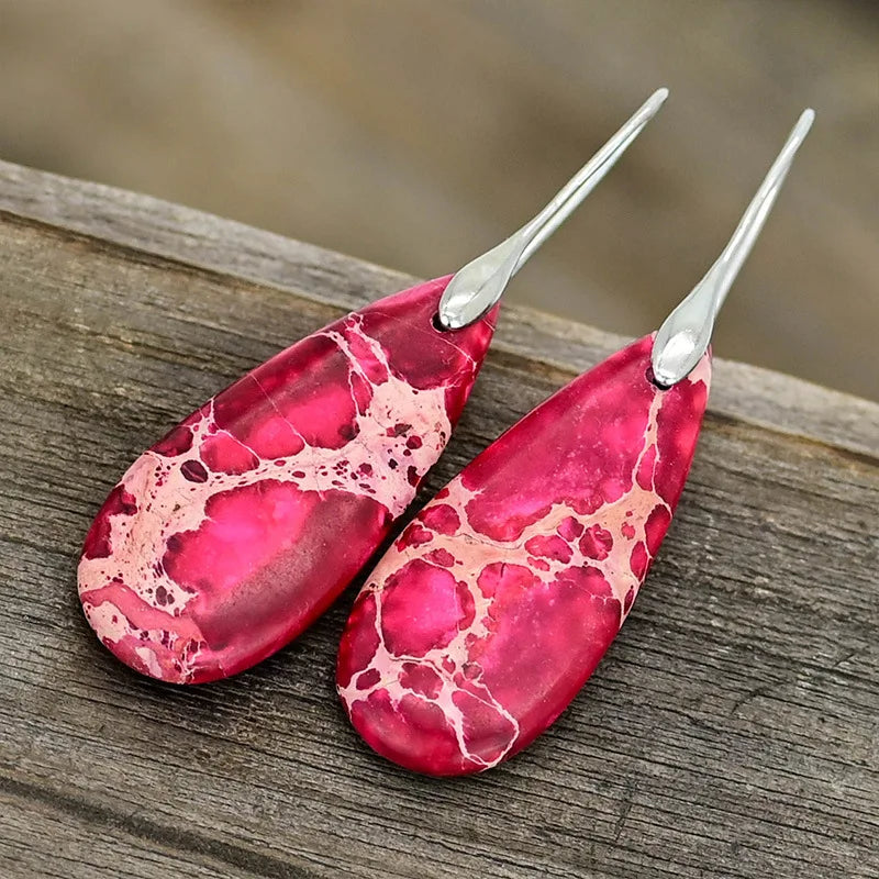 Röd Emperor Jaspis Bohemiska Dropp Örhängen