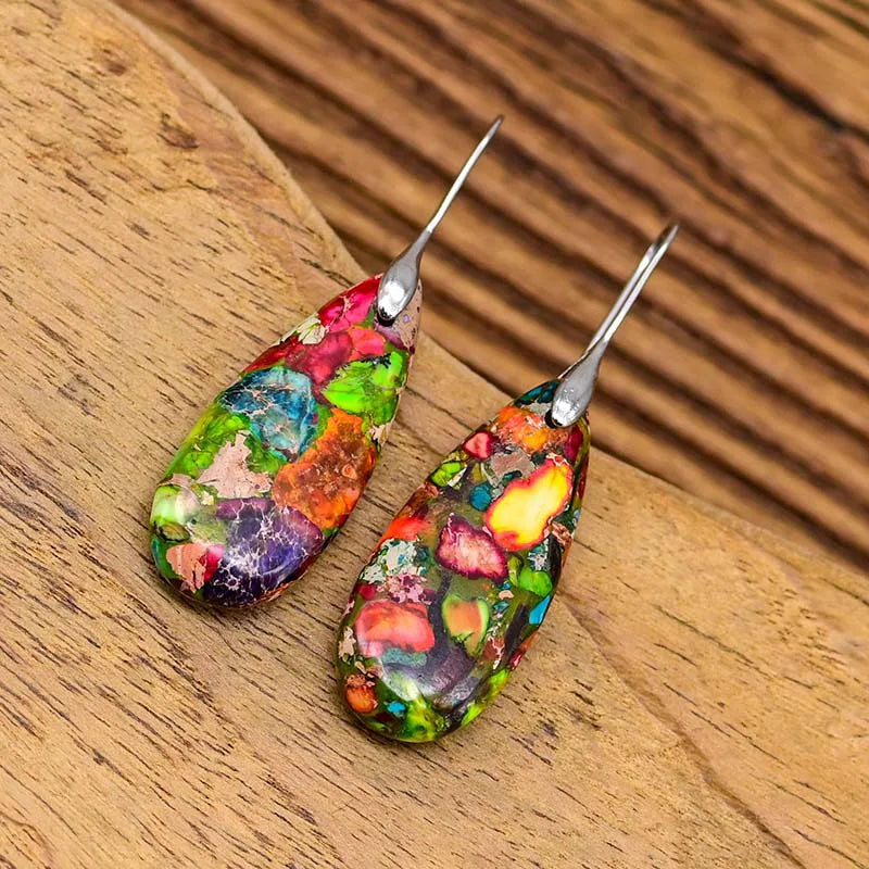 Jaspis Bohemiska Dropp Örhängen