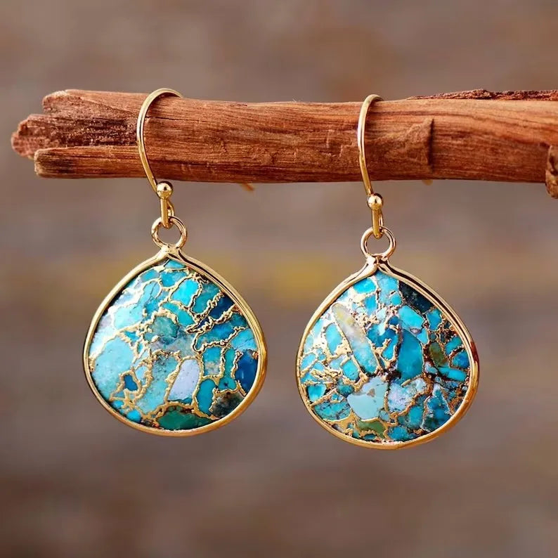 💎 Teardrop Turquoise Dangle Örhängen