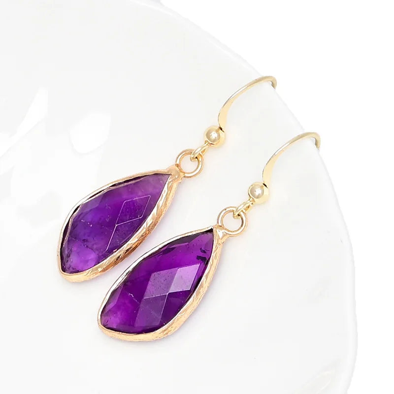 💜 Amethyst Geometri Boho Drop Örhängen