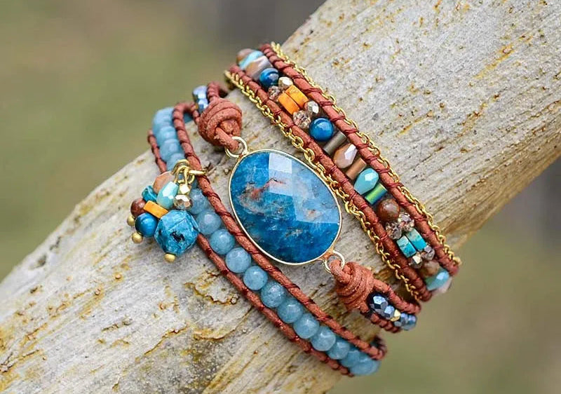 Bohemiskt Wrap-armband med Apatit