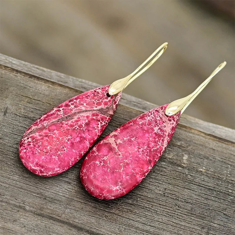 Röd Emperor Jaspis Bohemiska Dropp Örhängen