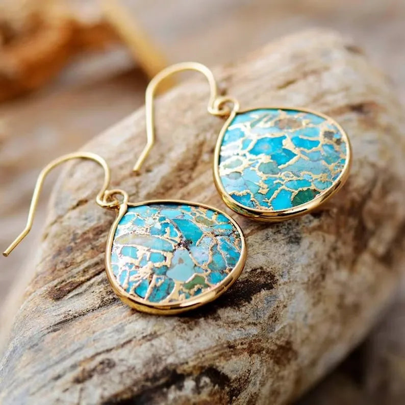 💎 Teardrop Turquoise Dangle Örhängen