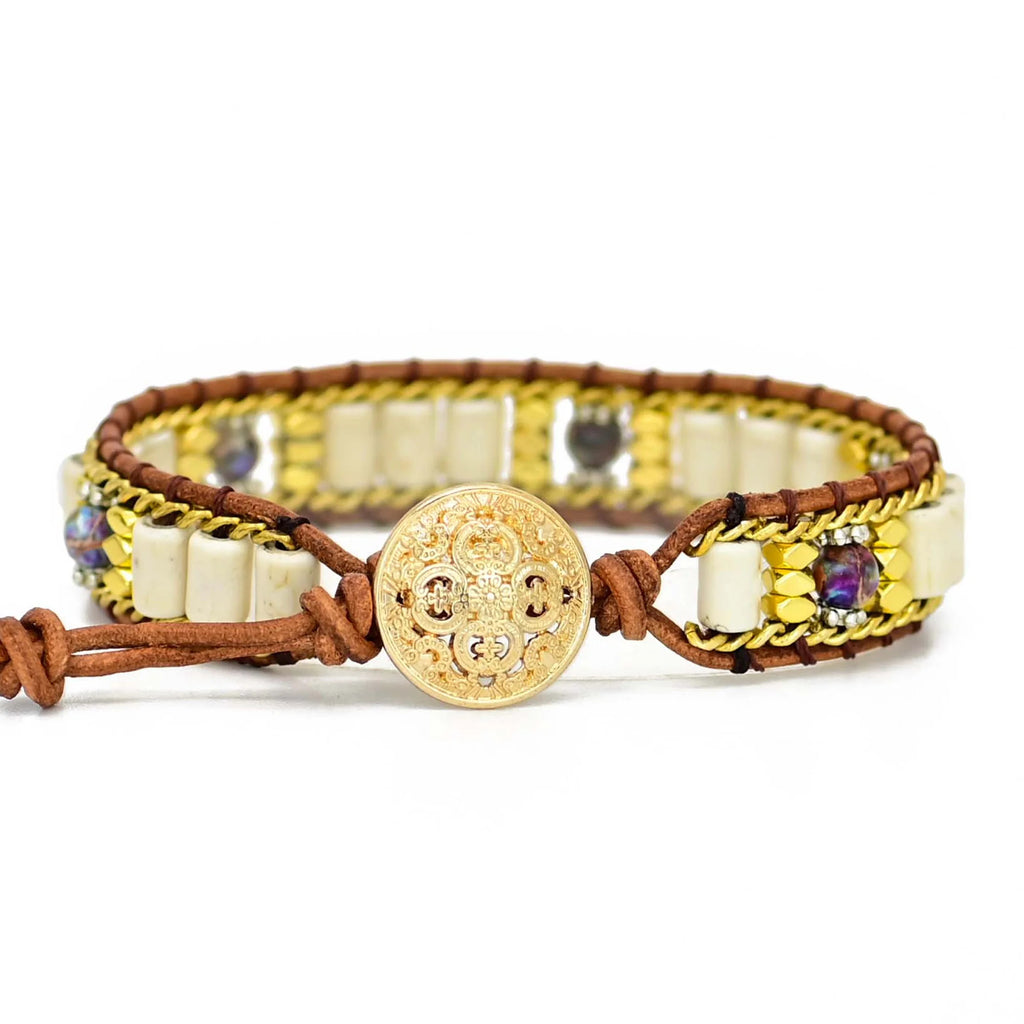 🤍 Boho Vit Howlite Armband