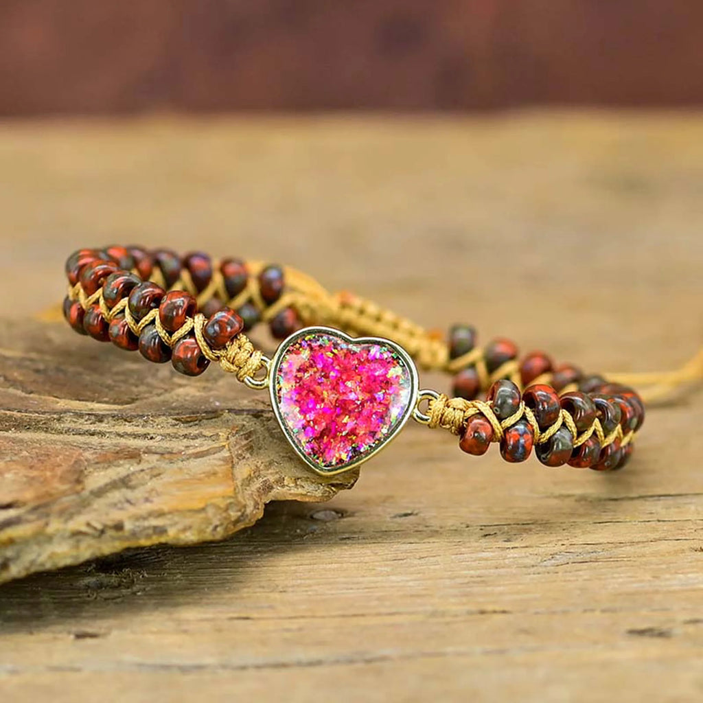 💖 Handgjort Opal Hjärtarmband
