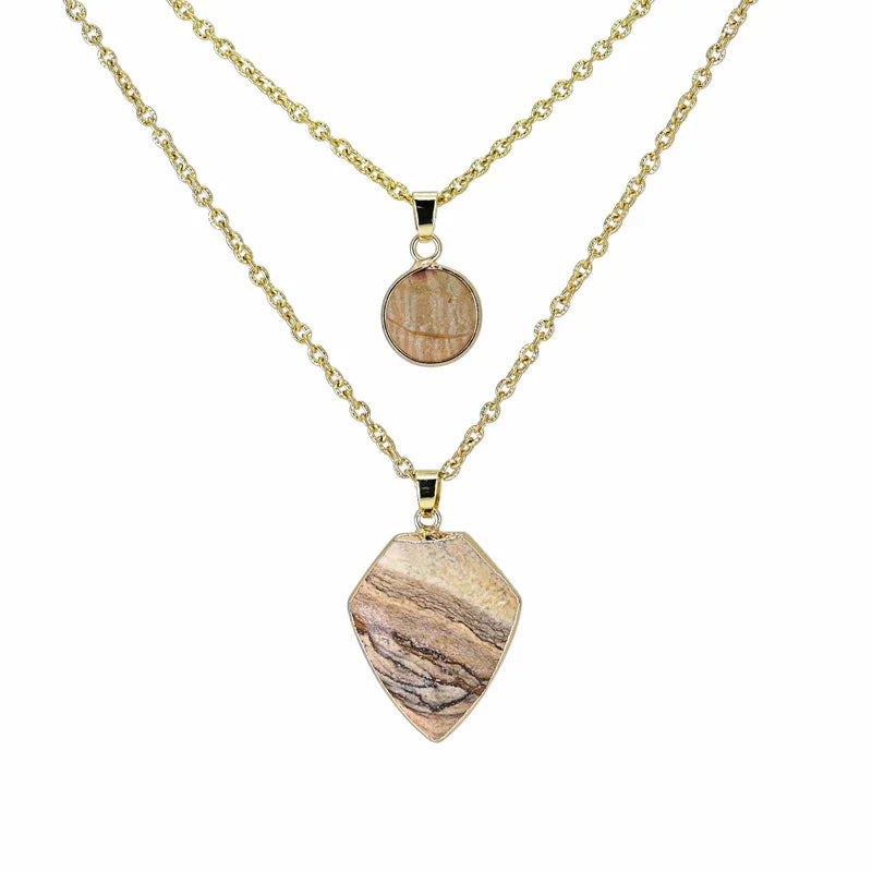 Sköld Bohemiskt Halsband Naturlig Sten