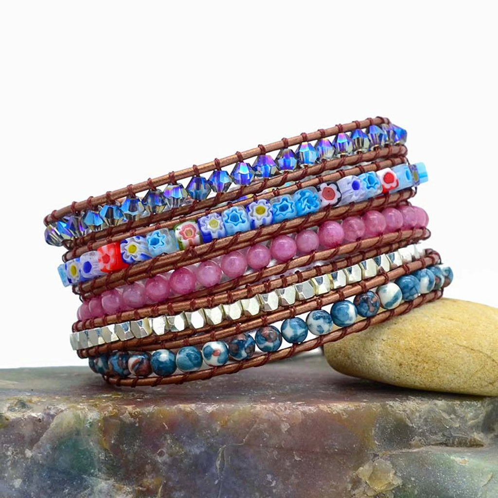 Kristall & Läder Bohemiskt Armband