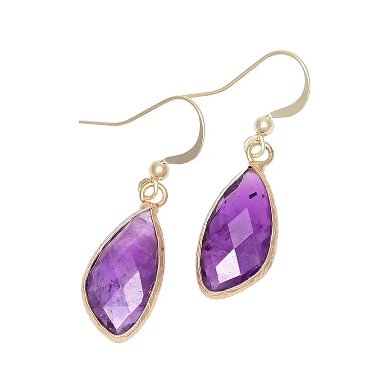 💜 Amethyst Geometri Boho Drop Örhängen