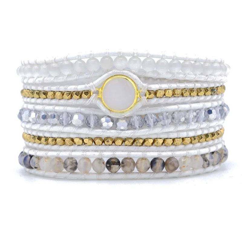 Vit Boho Kristall Armband
