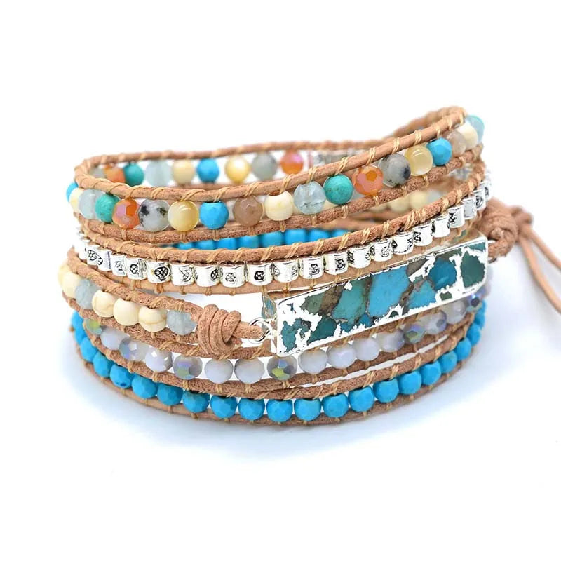Boho Amazonit & kristall Armband