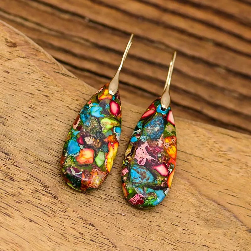 Jaspis Bohemiska Dropp Örhängen