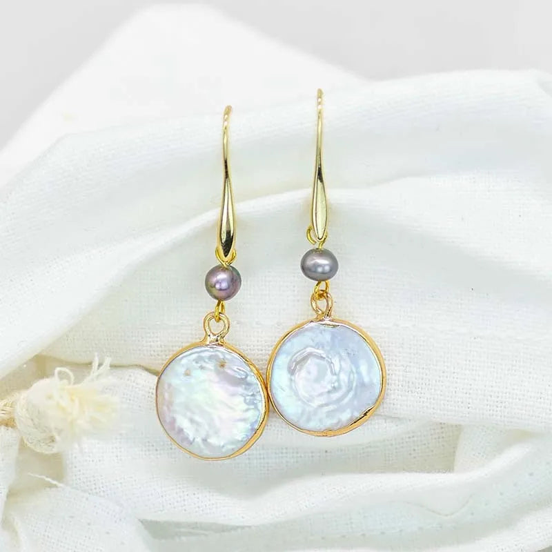 Grå Pärla Bohemiska Droppörhängen