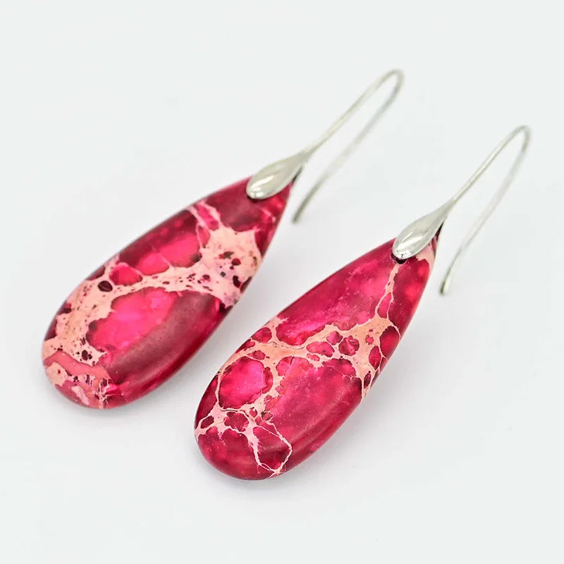 Röd Emperor Jaspis Bohemiska Dropp Örhängen