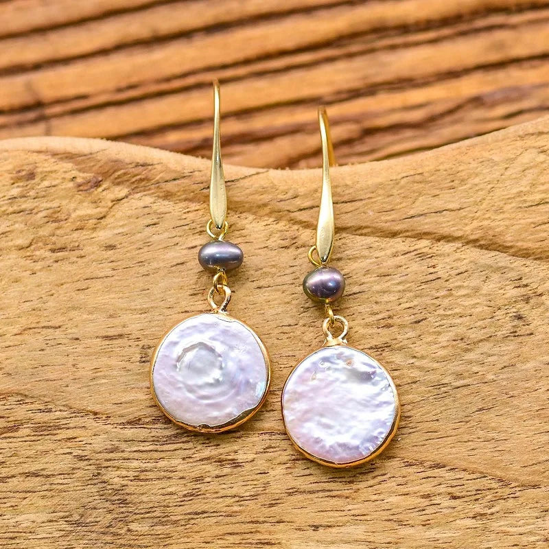 Grå Pärla Bohemiska Droppörhängen