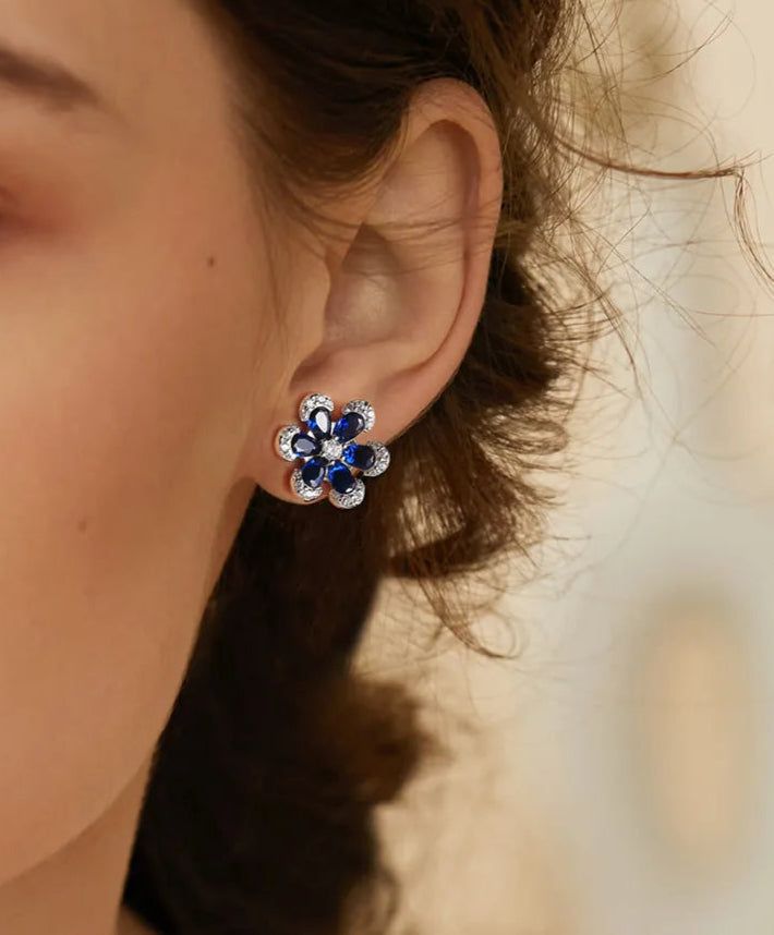 Blå Söta Blomörhängen