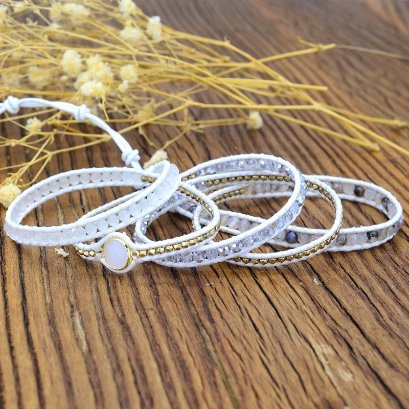 Vit Boho Kristall Armband