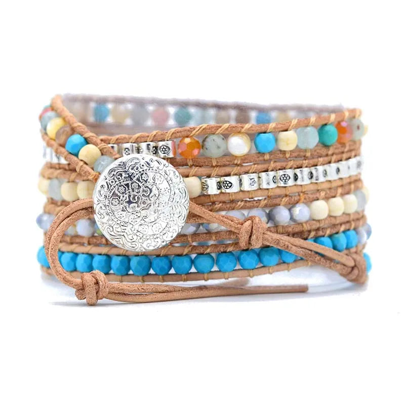 Boho Amazonit & kristall Armband