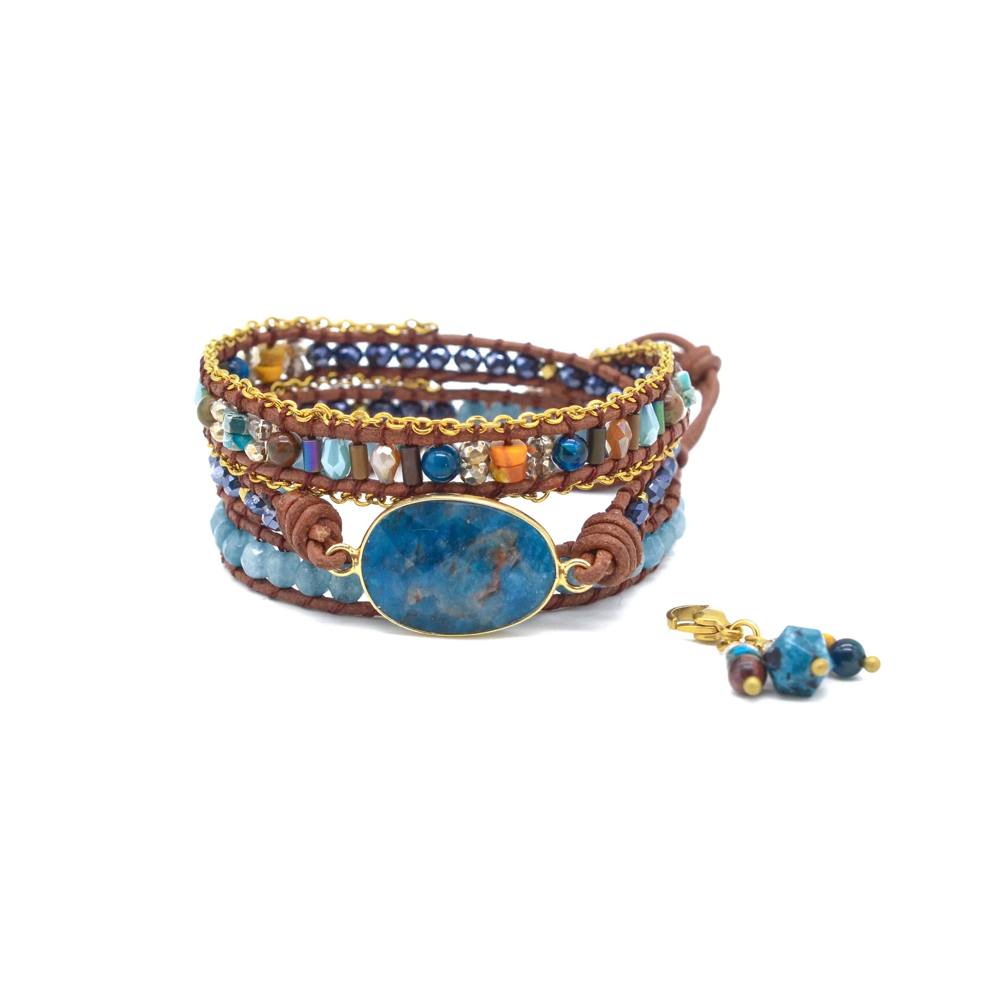 Bohemiskt Wrap-armband med Apatit