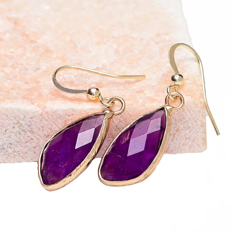 💜 Amethyst Geometri Boho Drop Örhängen