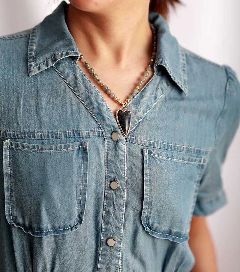 Labradorit & Hjärtformad Halsband