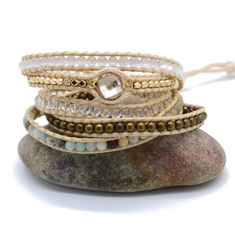 Bohemiskt 5-Strängat Crystal Armband