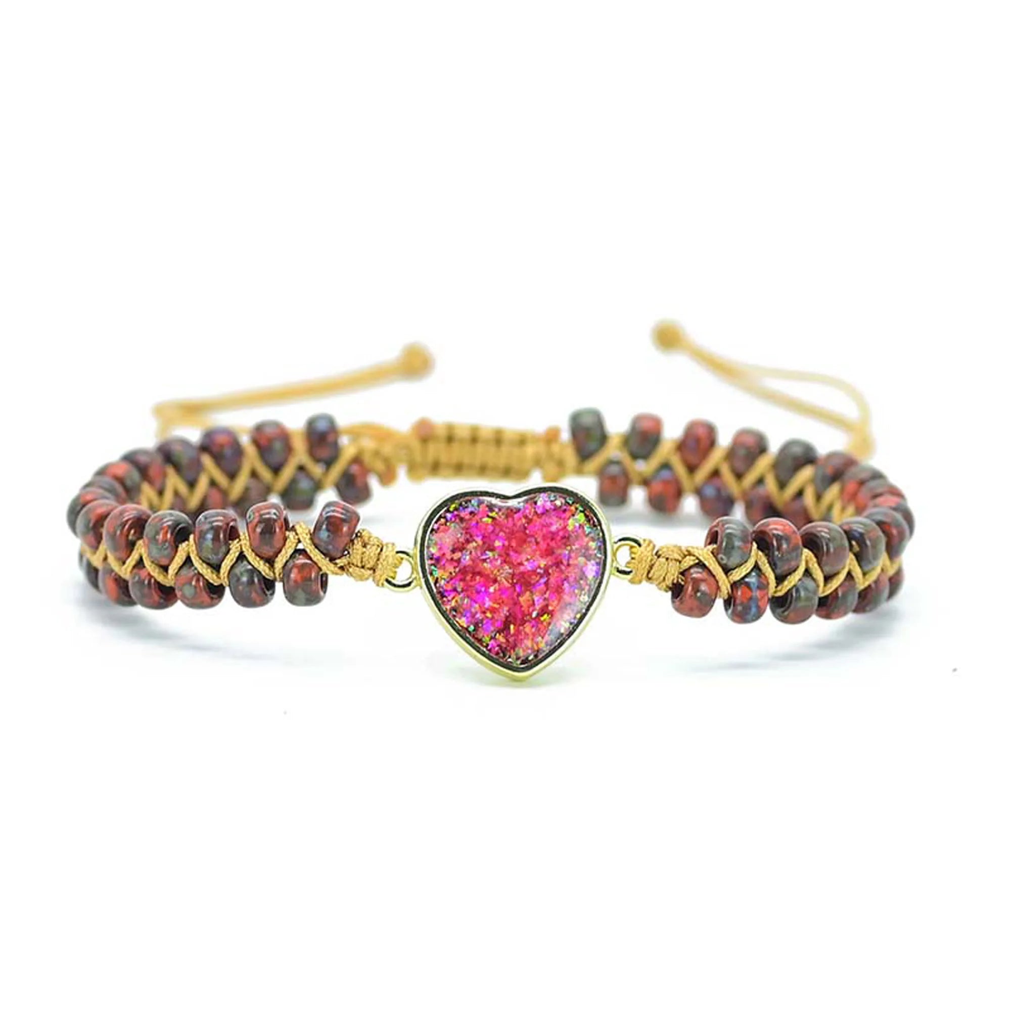 💖 Handgjort Opal Hjärtarmband