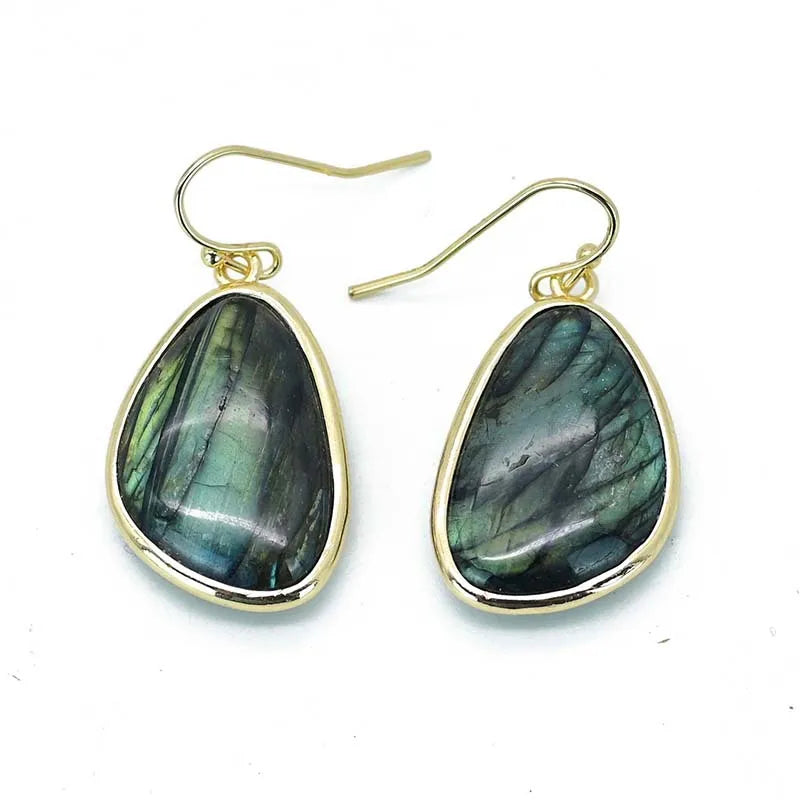 Naturlig Grön Labradorit Örhängen