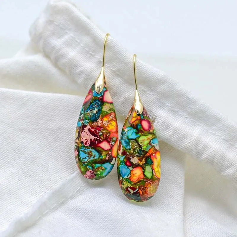 Jaspis Bohemiska Dropp Örhängen