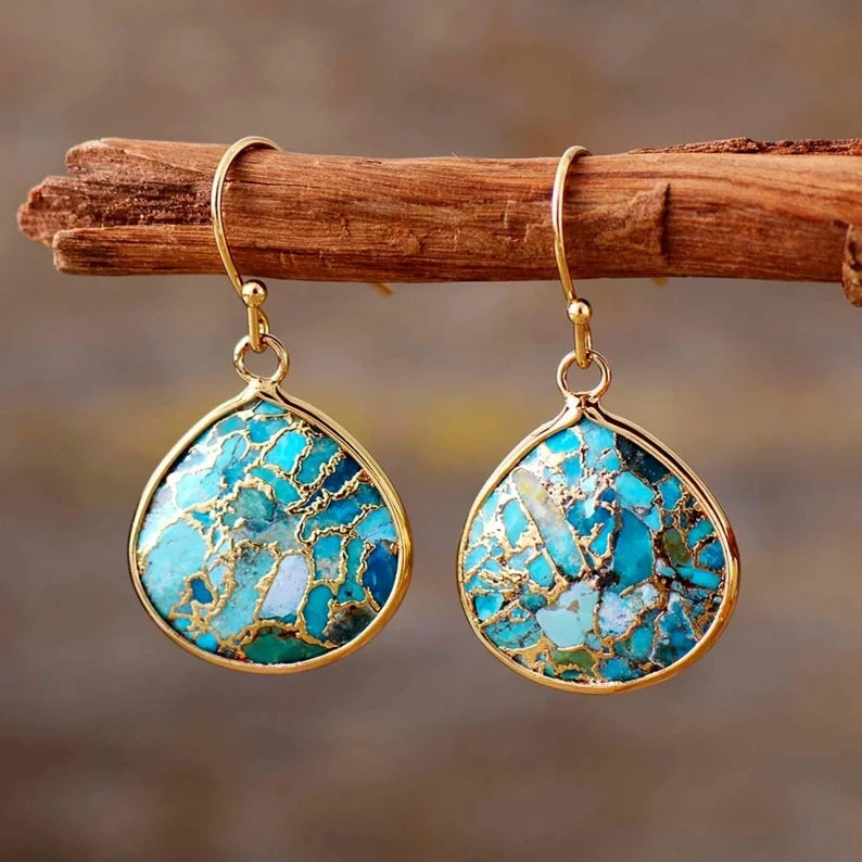 💎 Teardrop Turquoise Dangle Örhängen