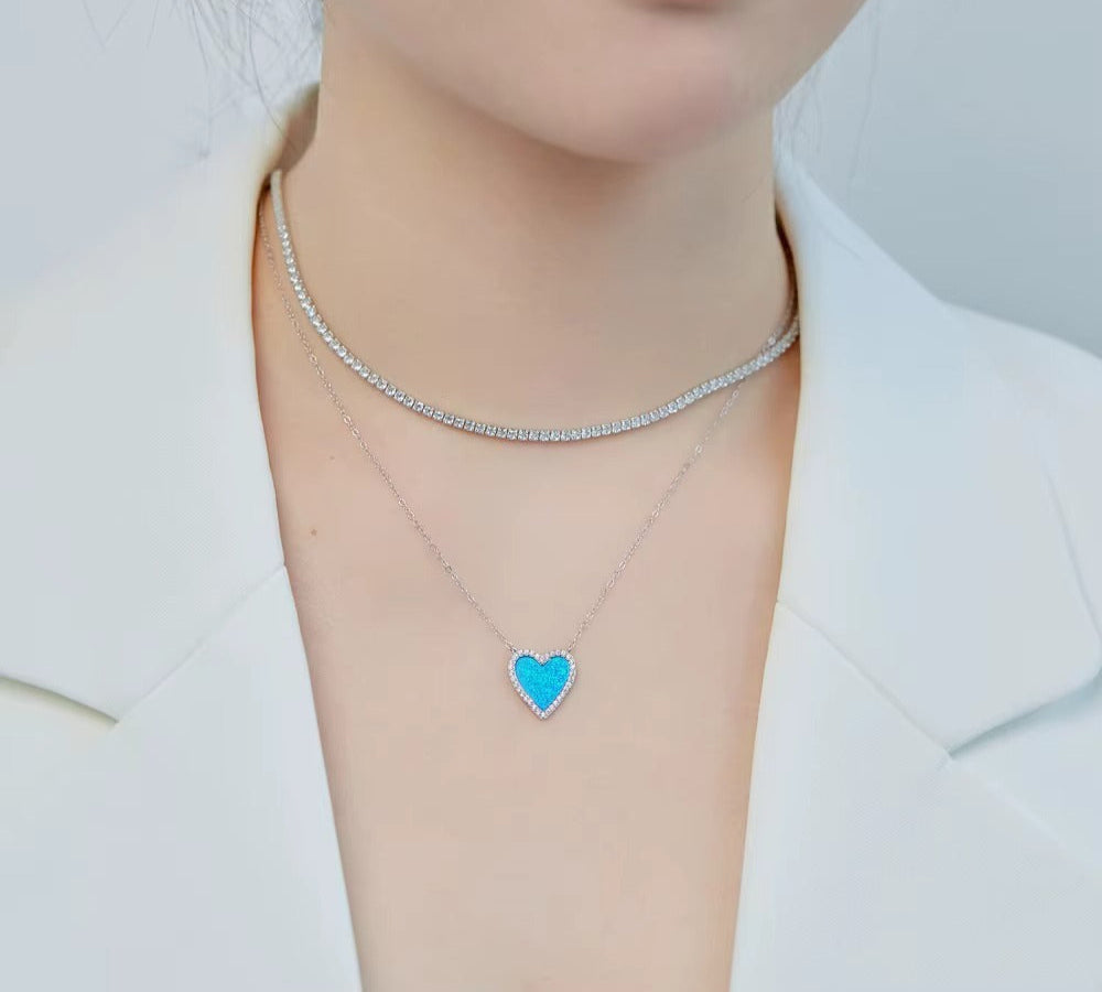 Blå Hjärtform Halsband