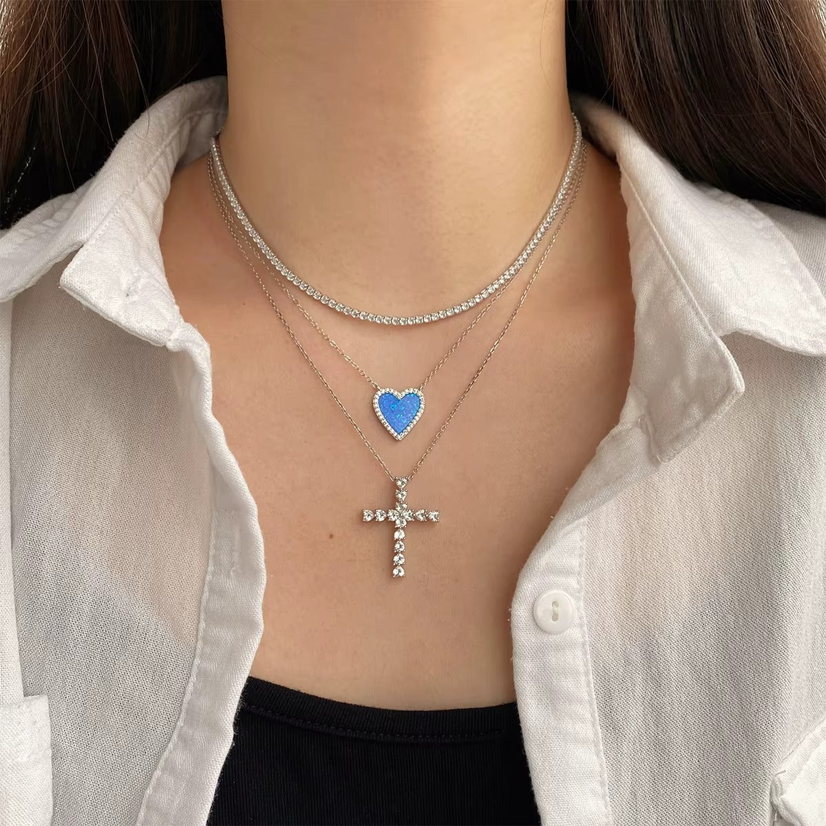 Blå Hjärtform Halsband