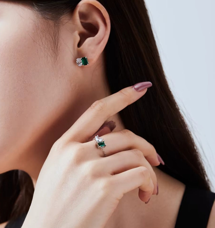 Zirconia Emerald Dubbelsten Örhängen